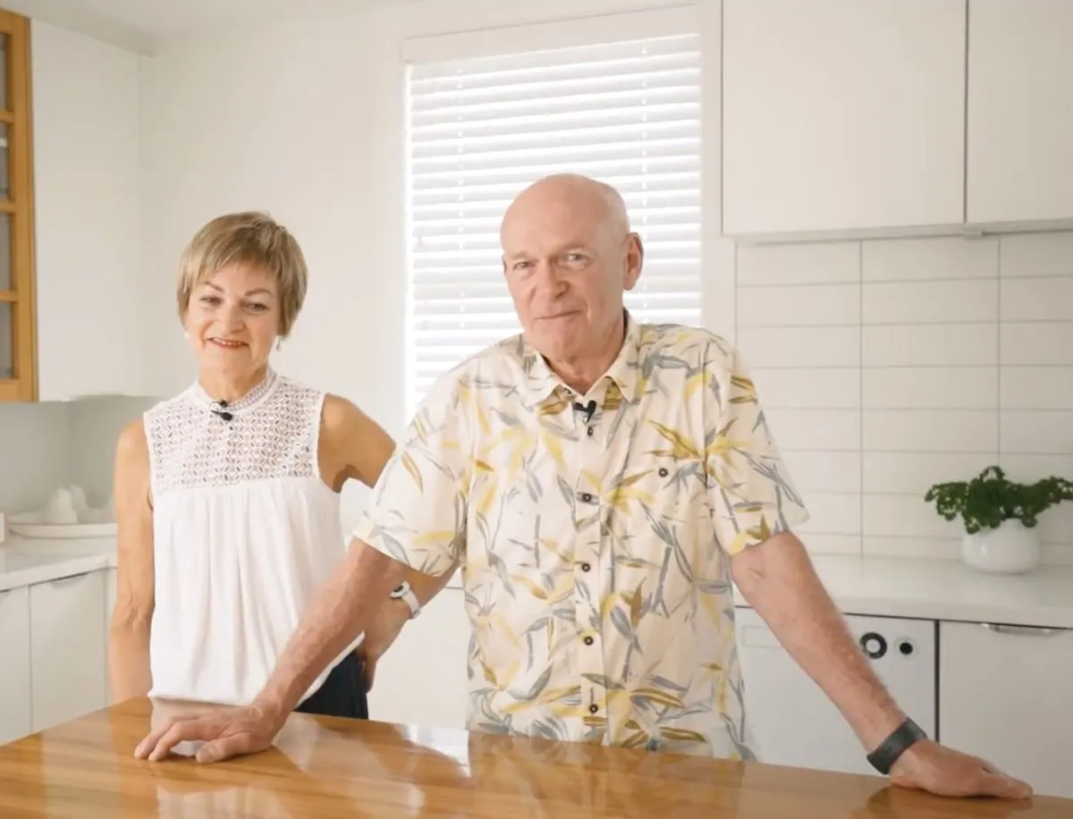 The Colls in the kitchen of their new Fowler Homes build in Christchurch